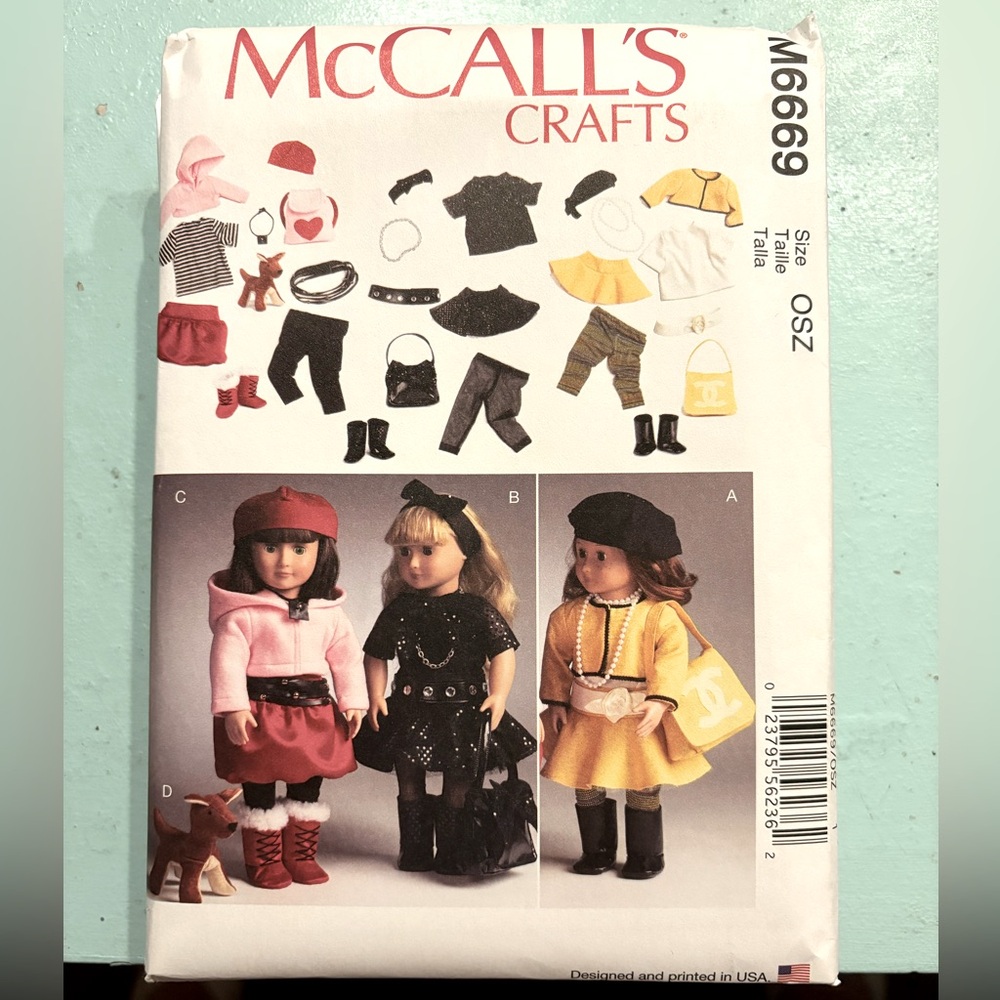 McCall Patterns M6669 Clothes Doll Accessories Dog Sewing